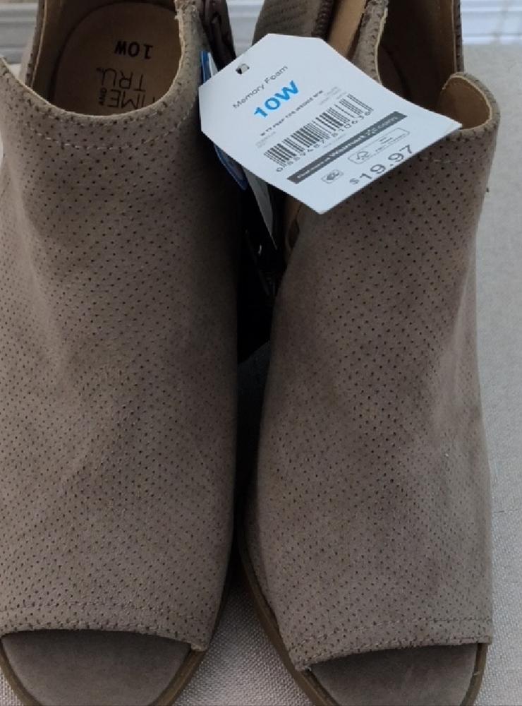 Time and Tru Tan Ankle Booties with Peep-Toe Design